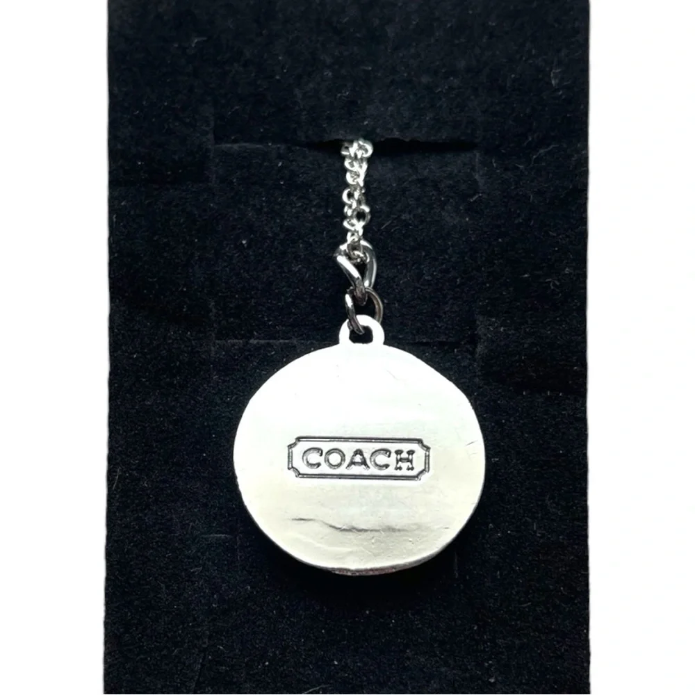 Vintage Coach Red Signature Logo Disc Necklace - Picture 2 of 4